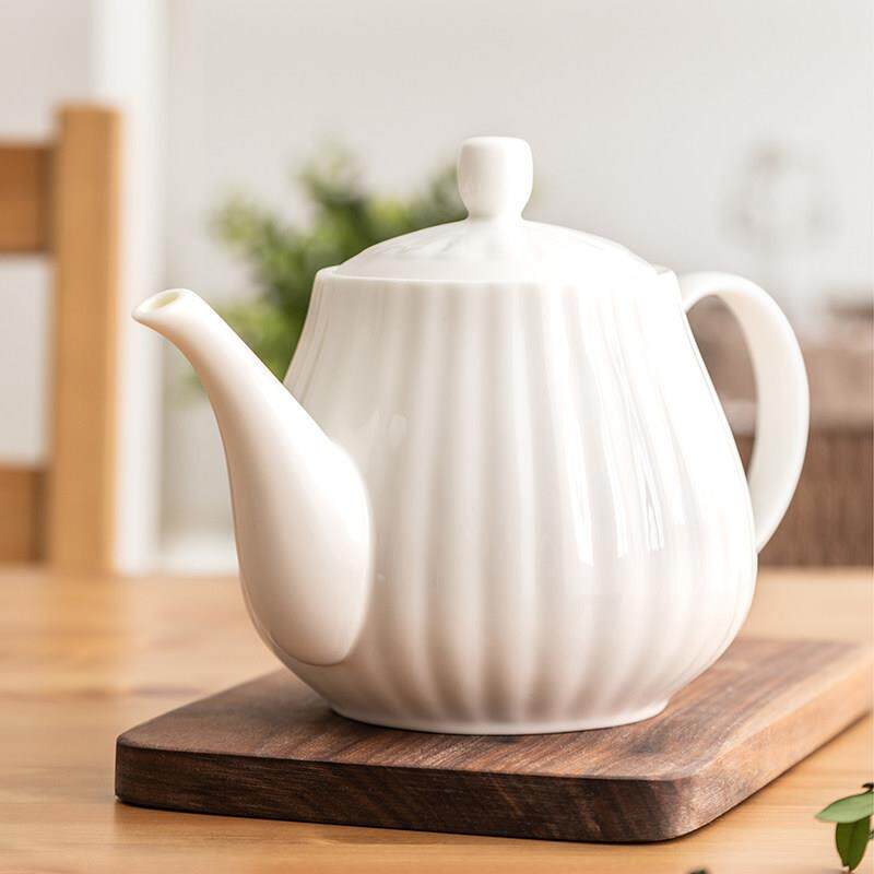 创意壶白色用骨瓷咖啡壶泡茶壶陶ICT瓷白大号茶沏茶壶家带过滤瓷