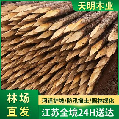 杉木桩河道驳岸打桩木护坡护堤工程木桩削尖柳杉香杉林场直发