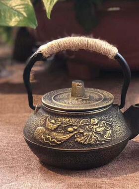 样板间茶馆博古架茶具软装饰品新中式创意小茶壶铸铁壶茶室摆件