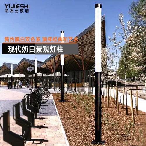 现3.5米不锈钢户外花园奶白亚克力小区路灯园林景观灯LED庭院灯