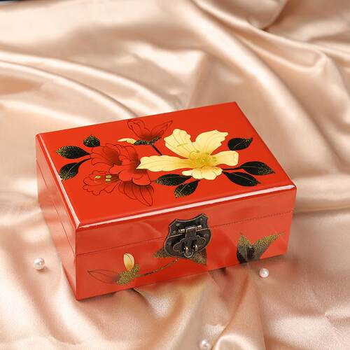 正品木质漆器首饰礼盒物饰品戒项炼錬手镯收纳指盒双手层带锁送朋