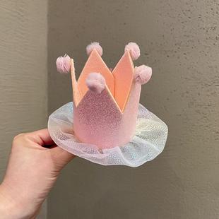 女孩女童发饰生日帽子生日头饰生日装 饰场景布置周岁毛球发箍派对