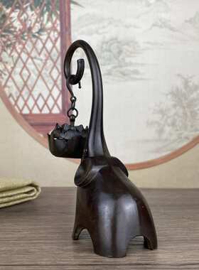 仿古做旧大象香炉吊炉创意檀香炉家用摆件室内莲花薰炉桌面道具