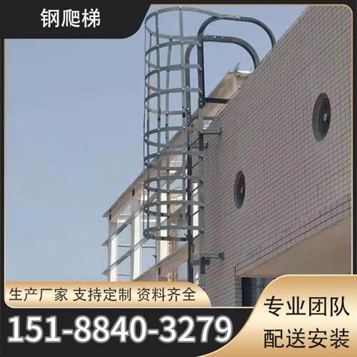 爬梯护笼钢爬梯玻璃钢镀锌钢安全平台梯子国标图集水井不锈钢直梯