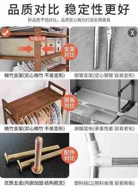 衣柜家用卧室隔板实木落卧室好宿简易舍衣架出租房地用挂220620衣