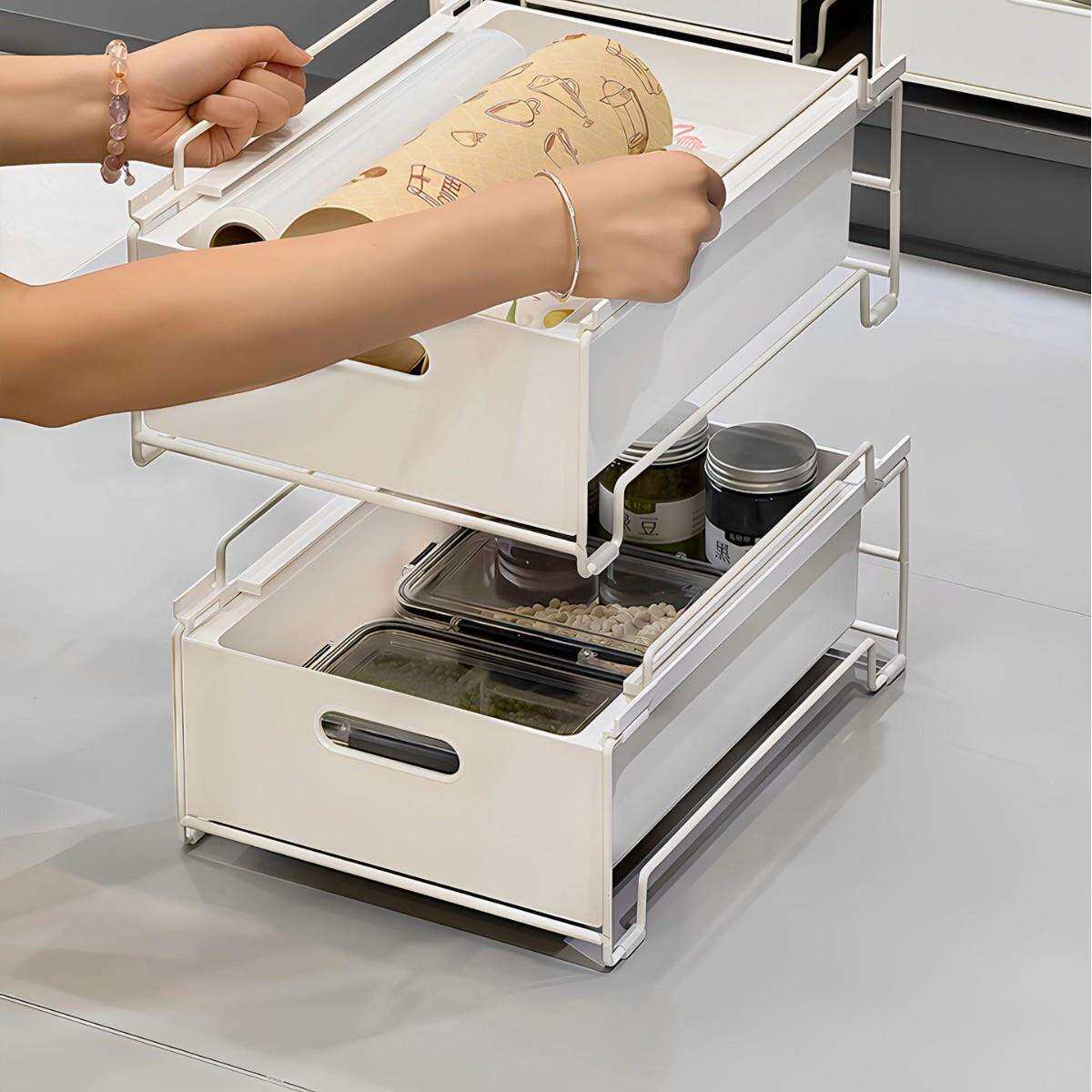 厨房调料品置物架2026新款抽拉式多功能调味料收纳架碗筷锅具支架