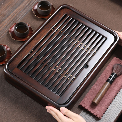 黑檀木茶盘蓄排双用小茶台实木简约小茶海中式单层托盘干泡盘家用