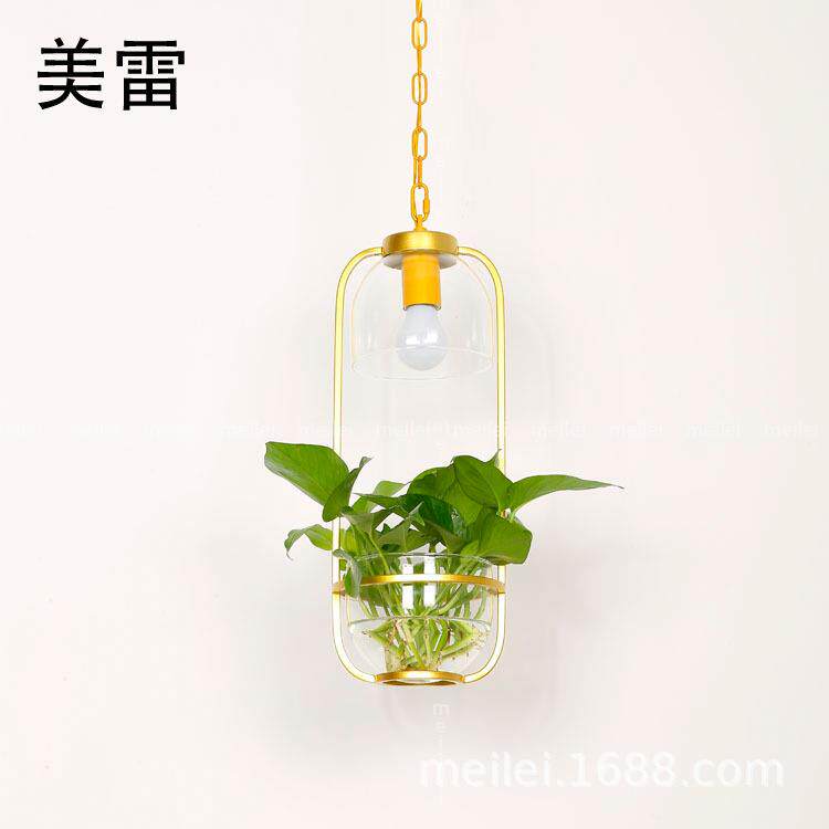 工业风餐厅灯北欧创意现代简约吧台家用餐桌个性三头绿植物小吊灯