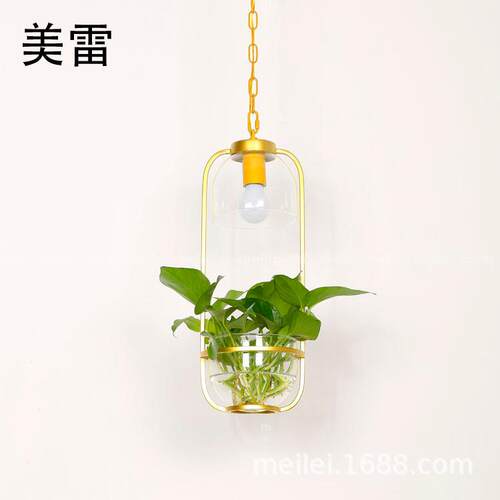 工业风餐厅灯北欧创意现代简约吧台家用餐桌个性三头绿植物小吊灯