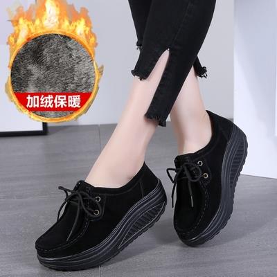 高档软底摇摇鞋女真款皮023春厚底运健动2女鞋中老年松糕鞋妈妈鞋