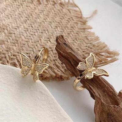 Niche Design Full Diamond Butterfly Ear Buckle Exquisite Lig