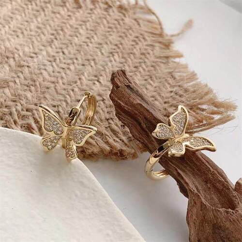 Niche Design Full Diamond Butterfly Ear Buckle Exquisite Lig