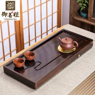 简约办公室盛水蓄水小茶台水杯托盘 家用黑檀木实木茶盘茶台茶海