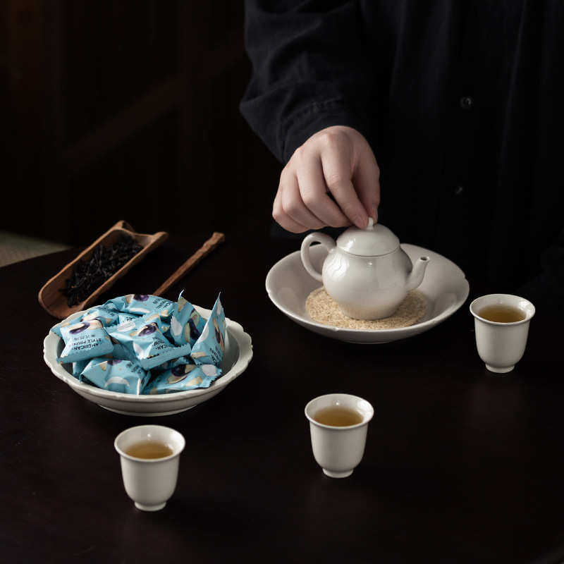 草木灰壶承干泡盘果盘茶壶托盘日式复古盖碗壶底托陶瓷茶道配件