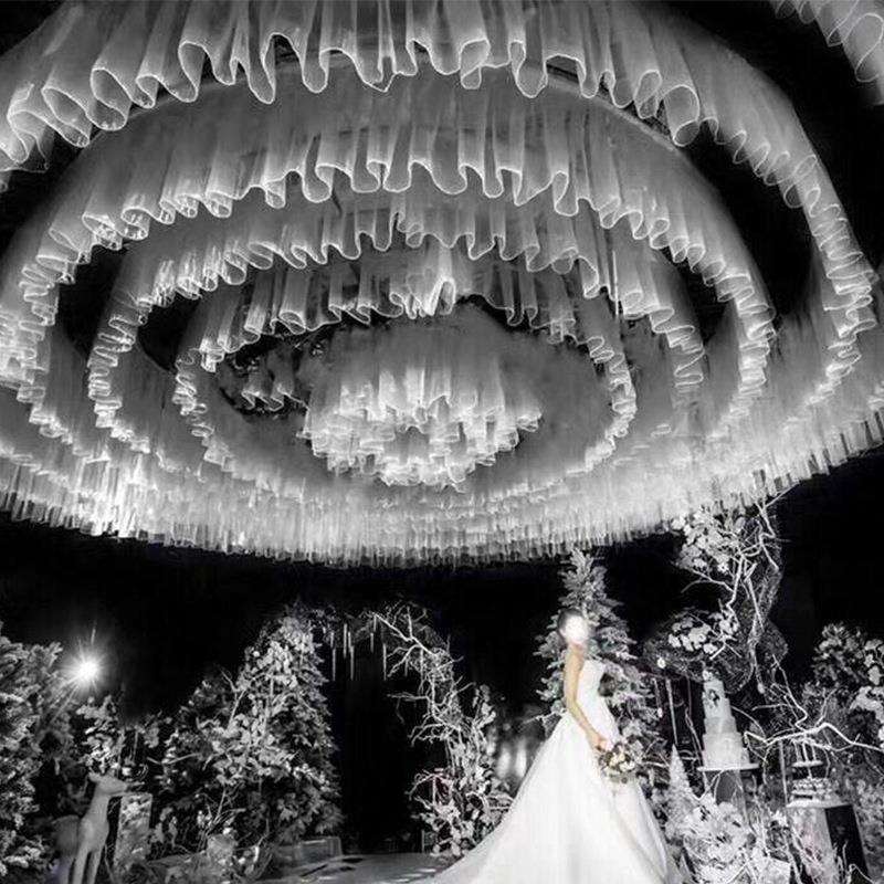 婚庆美人纱吊顶圆环 铁艺线帘五层圆环 婚礼布置婚庆道具用品