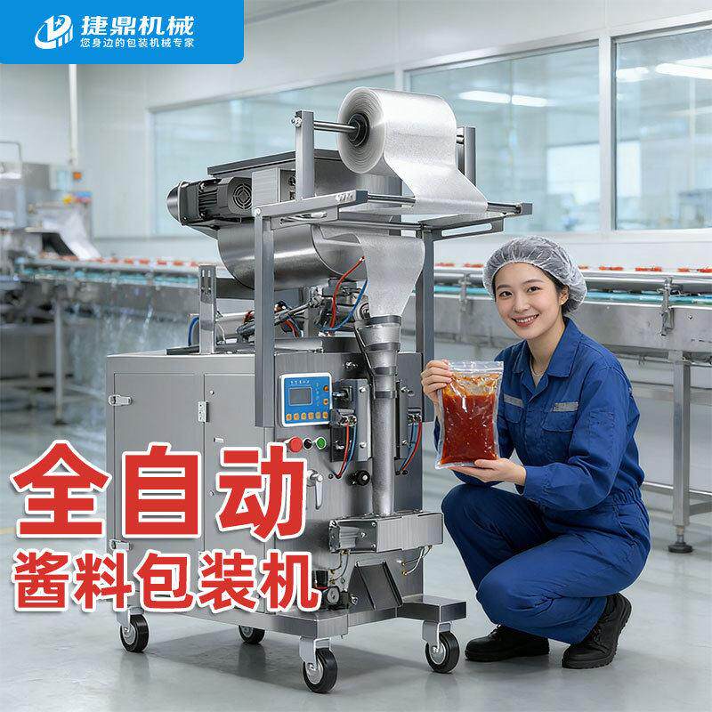 全自动灌装机膏体豆浆辣椒油定量包装机液体酱料搅拌打包机一体机