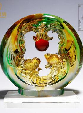 釉手工艺品金鱼饰品客厅酒柜家居装饰创意无障碍豪华乔装高档礼品