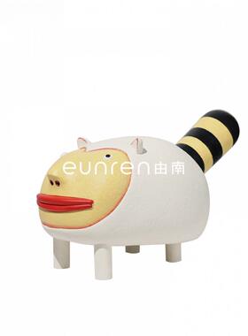 抽象摆BOI现代彩色波点软猫咪件极简样板客间厅电视柜装饰品彩色