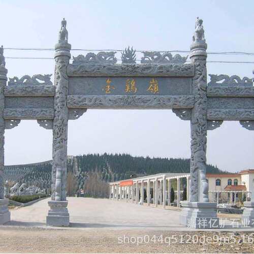 石牌坊牌楼厂家村口石牌楼景区广场古建三门五楼花岗岩石牌楼门楼