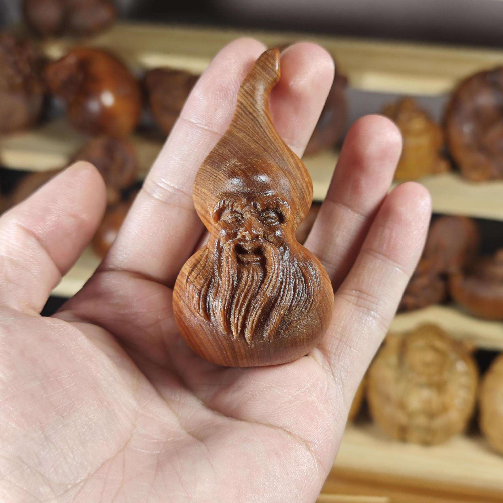 太行崖柏陈化料木雕手把件寿星葫芦木质随身盘玩文玩工艺品