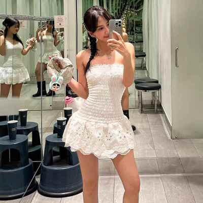 Donelli Lace Dress White Mini