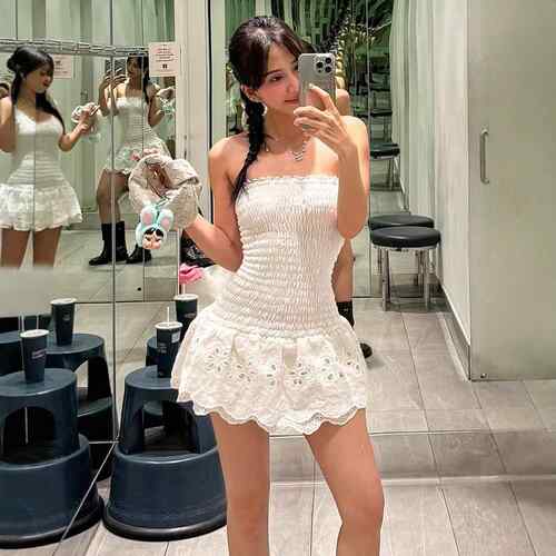 Donelli Lace Dress White Mini