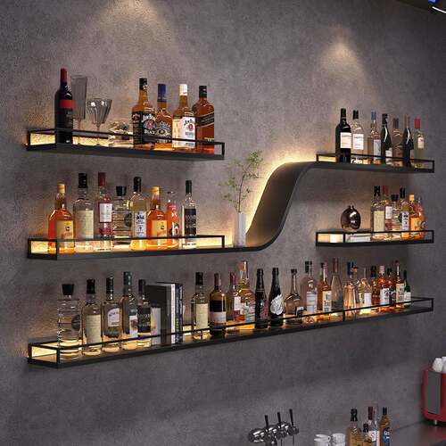 酒吧吧台铁艺酒架壁挂式置物架酒吧饭厅墙上展示架工业风红酒架
