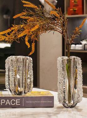 现代简约水晶花瓶创意客厅玄关餐桌轻奢高级感家居插花装饰品摆件