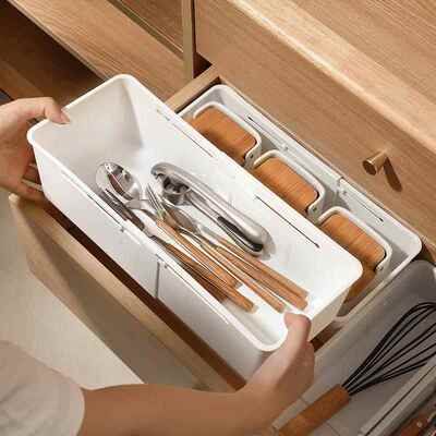 加厚食品级PP伸缩收纳盒抽屉式 Expandable Box with Divider