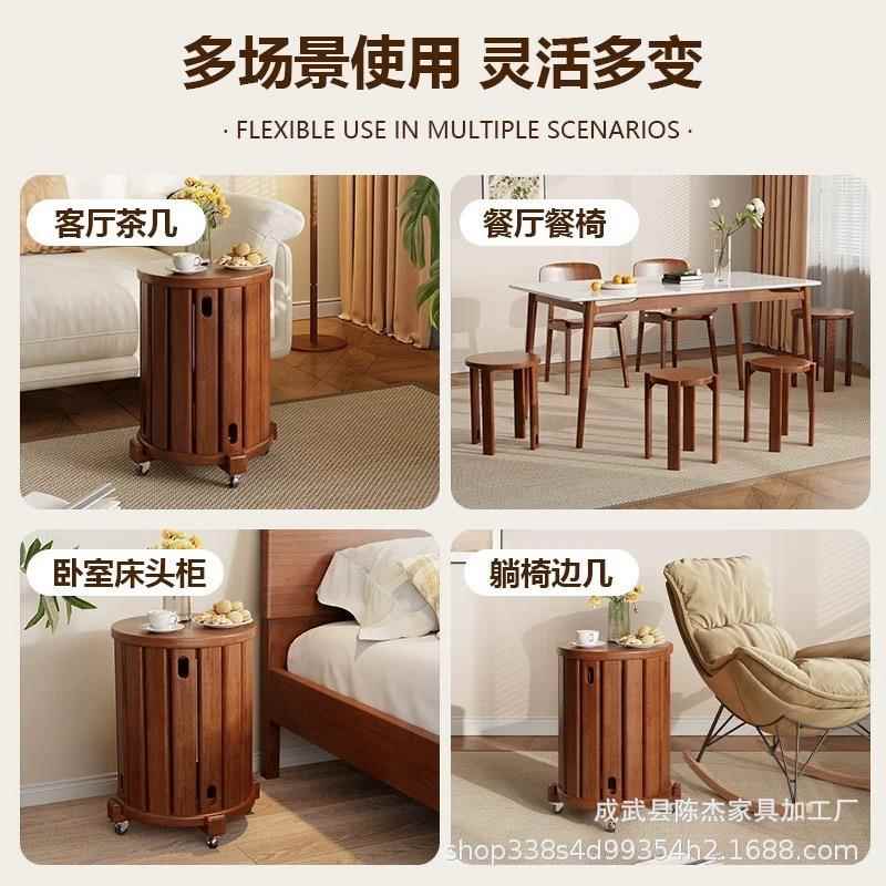 叠叠乐凳子带耐轮可子移动结实用圆凳615用家庭备用餐桌凳实木家