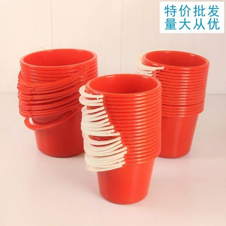 手提画室小红桶塑料小桶调漆桶带盖水桶红色家用无盖学生有盖学校