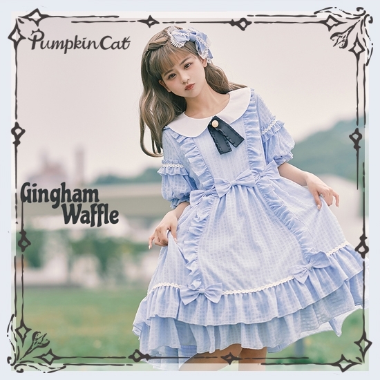 thumbnail for Pumpkin Cat Summer Waffle Sweet Party Dress LOLITA