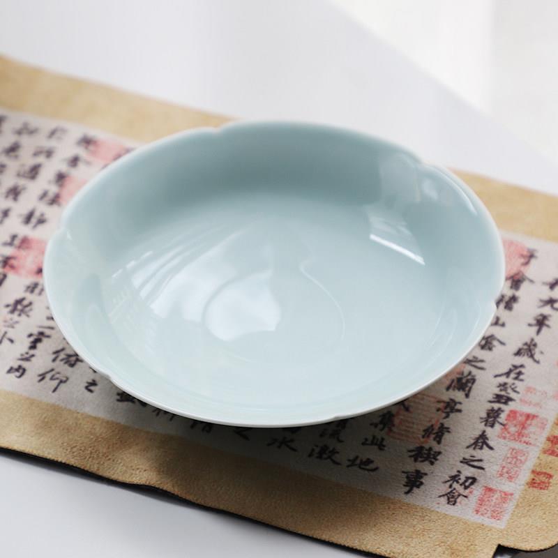 挑雪宋朝茶具影青釉葵口壶承茶承干泡台茶托茶承青瓷纯色茶台