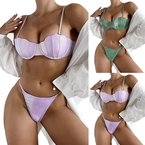 Gathering Sequins Three Point Swimwear聚拢亮片三点式女士泳衣