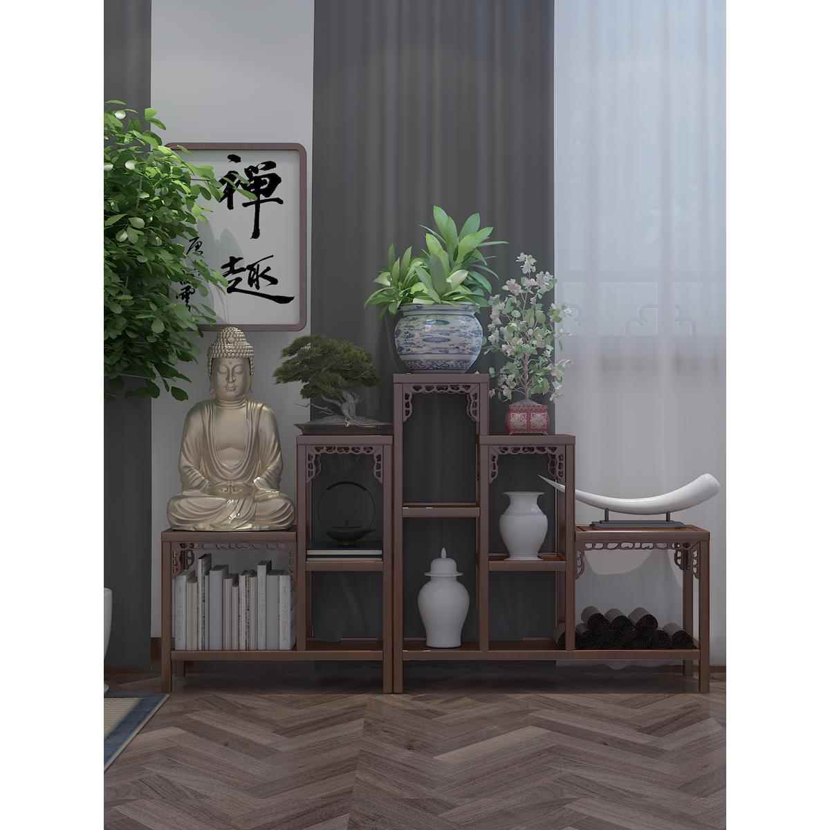 实木花架多层中式红木胡桃花梨室内花盆架子客厅落地式家用置物架