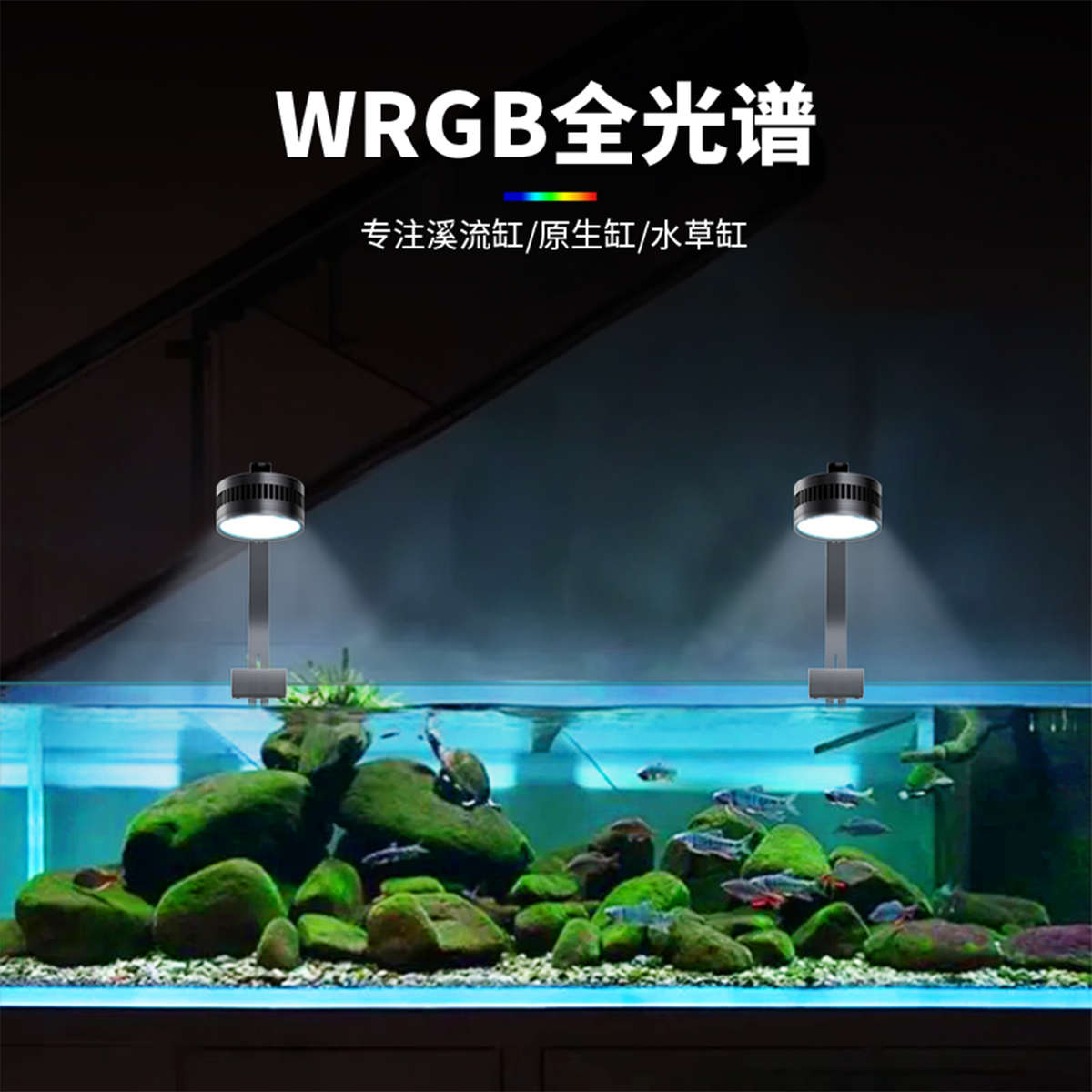全光谱鱼缸灯LED爆藻灯原生溪流缸观赏灯氛围灯水草专用照明筒灯