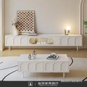 法地式 小户型客厅家用收纳储物柜柜 风奶油茶视几电GHY5柜新款