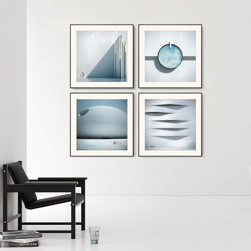 现代简约玄装饰画艺术台淡蓝色走挂画关廊画柜摆画卧室床头S-643