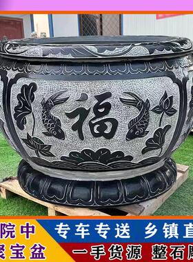 石缸庭院养鱼天然石头门海大水缸青石仿古户外荷花盆石雕鱼缸