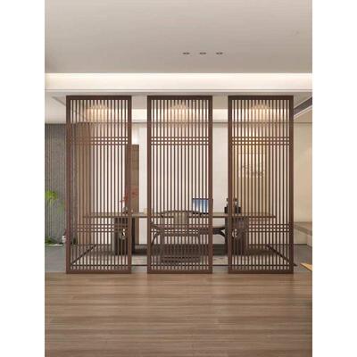 极简金属格栅隔断墙办公展厅酒店镂空隔栅侘寂风客厅卧室格子屏风