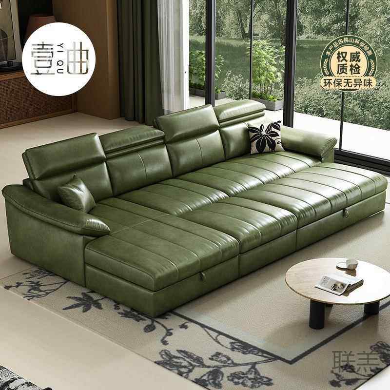 G櫜2壹储曲油蜡皮妃沙发床两用多功贵能可物用小户型NIM家可躺复
