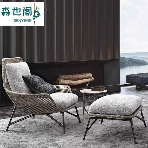 户外藤沙发茶几组合庭院休闲阳台藤椅阳光房花园酒店室内别墅家具