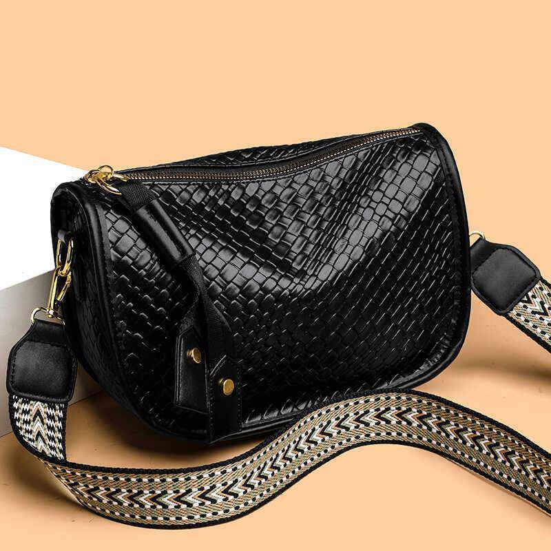 法国女包2025新款时尚百搭单肩斜挎包包女高级感编织大容量马鞍包