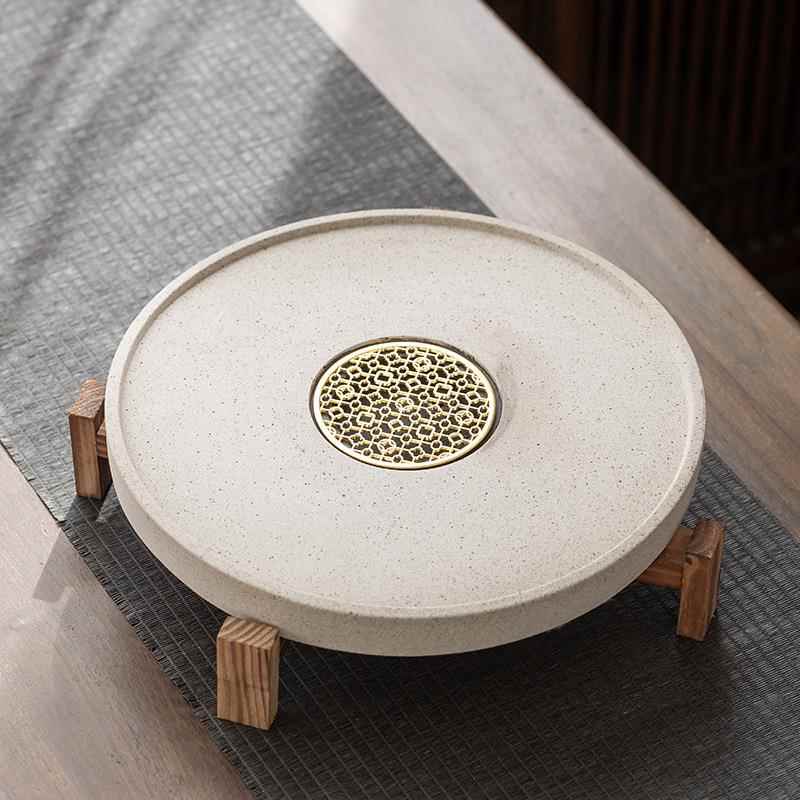 汉茶盘新中式茶托台陶瓷吸泡水茶海家用小型干台NO646316速干长方