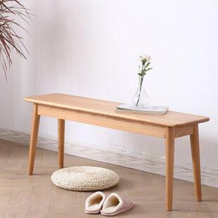 家具长条凳实木板凳日式 长方形原木色白橡木樱桃木北欧餐桌凳