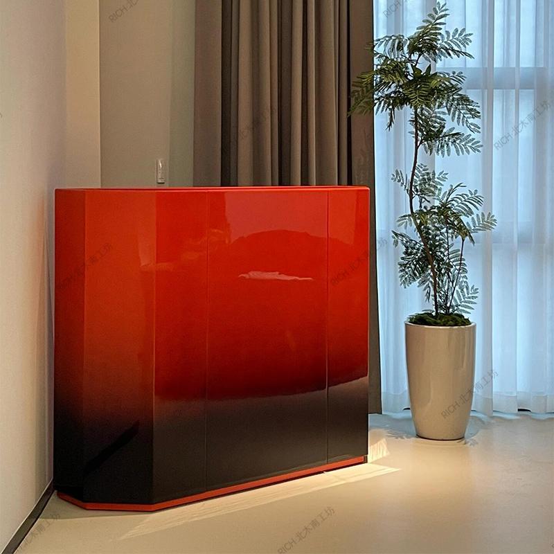 储物柜艺术简约设计师Cassina玄关柜渐变酒红意式极简玄关柜定制