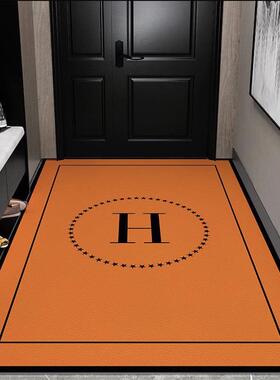 轻奢现代入户门地垫可擦洗脚垫橙色皮革可裁剪门口垫子家用门厅垫