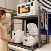 厨房电饭锅置物架可抽拉式 微波炉支架台面多功能电器烤箱收纳层架