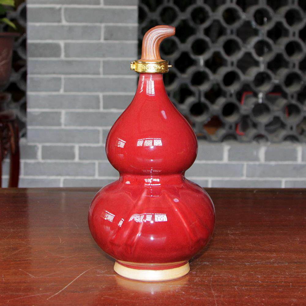 一斤装酒瓶摆件创意酒壶古风葫芦酒坛子家用密封空瓶白酒钧瓷酒瓶