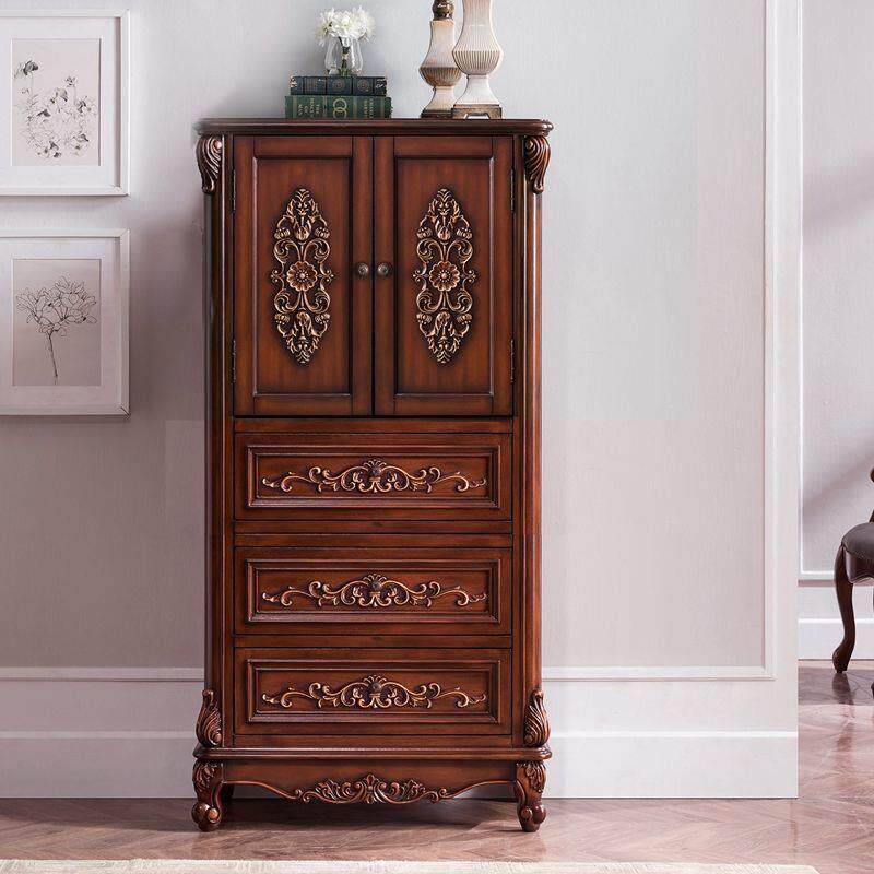 欧式复实木斗柜美式1立柜高柜抽子带门屉书柜玄关柜柜古电视酒边